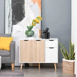 Aparador Moderno Aparador para Salón con 3 Puertas y Cajón Mueble Auxiliar para Salón Cocina Dormitorio 90x30x72... - Ogal.Es