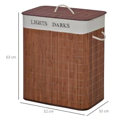Cesto para Ropa Sucia de Bambú Capacidad de 100L Cesta para la Colada Rectangular con Tapa Extraíble Bolsa de 2 ... - Ogal.Es