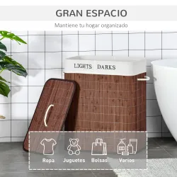 Cesto para Ropa Sucia de Bambú Capacidad de 100L Cesta para la Colada Rectangular con Tapa Extraíble Bolsa de 2 ... - Ogal.Es