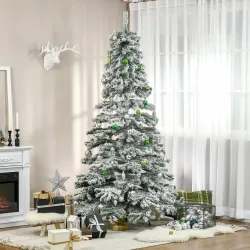 Árbol de Navidad 225 cm Árbol de Navidad Artificial Nevado con 1083 Ramas y Soporte de Metal Árbol de Navideño p... - Ogal.Es