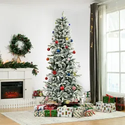 Árbol de Navidad Nevado 210 cm Árbol de Navidad Artificial con 784 Puntas de Rama Ignífugas y Soporte de Acero D... - Ogal.Es