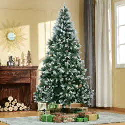 Árbol de Navidad Artificial Ø105x210 cm con 1440 Puntas de PVC y 72 Piñas con Ramas Apertura Automática Base Ple... - Ogal.Es