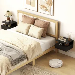 Juego de 2 Mesitas de Noche Flotantes, Mesillas de Noche Dormitorio con Cajón, Estante Abierto, Ahorra Espacio, ... - Ogal.Es