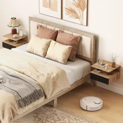 Juego de 2 Mesitas de Noche Flotantes, Mesillas de Noche Dormitorio con Cajón, Estante Abierto, Ahorra Espacio, ... - Ogal.Es