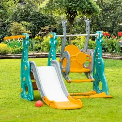 Tobogán Infantil con Columpio y Canasta de Baloncesto 3 en 1 para 18-36 Meses con Asiento Ajustable Parque Infan... - Ogal.Es