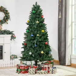 Árbol de Navidad Artificial 180 cm Ignífugo con 724 Ramas con 2 Tipos de Puntas de PVC Base Plegable y Soporte d... - Ogal.Es