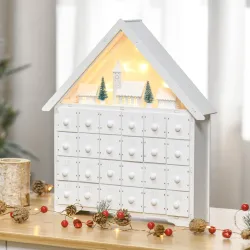 Calendario de Adviento de Navidad Madera con 24 Cajones y Luces LED Decoración Navideña Modelo Casita 39x9x42 cm... - Ogal.Es