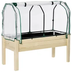 Huerto Urbano Elevado de Madera 121x55x117 cm con Cubierta de Protección Mesa de Jardinera para Cultivo Flores V... - Ogal.Es