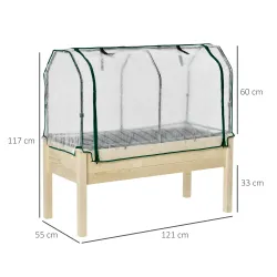 Huerto Urbano Elevado de Madera 121x55x117 cm con Cubierta de Protección Mesa de Jardinera para Cultivo Flores V... - Ogal.Es