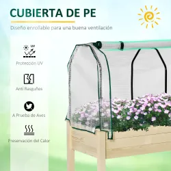 Huerto Urbano Elevado de Madera 121x55x117 cm con Cubierta de Protección Mesa de Jardinera para Cultivo Flores V... - Ogal.Es