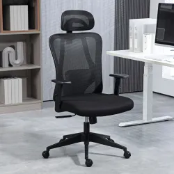 Silla de Oficina Giratoria con Reposabrazos 2D Silla Escritorio Regulable en Altura Reposacabezas Soporte Lumbar... - Ogal.Es