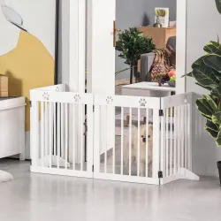 Barrera para Perros Plegable de 4 Paneles 204x61 cm Barrera de Seguridad para Perros Pequeños con Estructura de ... - Ogal.Es