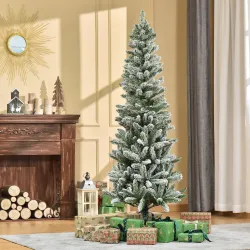 Árbol de Navidad Nevado Artificial 180 cm con 394 Ramas Ignífugas de PVC Apertura Automática Base Plegable y Sop... - Ogal.Es