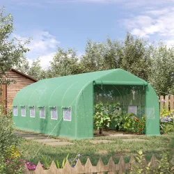 Invernadero de Exterior Invernadero de Túnel 6x3x2 m Invernadero de Jardín Grande con 12 Ventanas y Puerta Enrol... - Ogal.Es