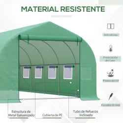 Invernadero de Exterior Invernadero de Túnel 6x3x2 m Invernadero de Jardín Grande con 12 Ventanas y Puerta Enrol... - Ogal.Es