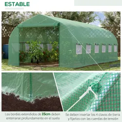 Invernadero de Exterior Invernadero de Túnel 6x3x2 m Invernadero de Jardín Grande con 12 Ventanas y Puerta Enrol... - Ogal.Es