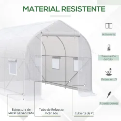 Invernadero de Jardín 4x2x2 m Tipo Túnel con 6 Ventanas Transpirables y Puerta Enrollable con Cremallera Huerto ... - Ogal.Es
