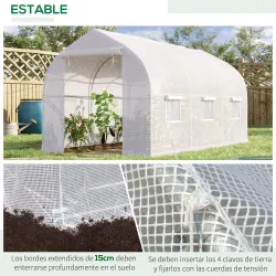 Invernadero de Jardín 4x2x2 m Tipo Túnel con 6 Ventanas Transpirables y Puerta Enrollable con Cremallera Huerto ... - Ogal.Es