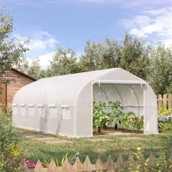 Invernadero de Exterior Invernadero de Túnel 6x3x2 m Invernadero de Jardín Grande con 12 Ventanas y Puerta Enrol... - Ogal.Es