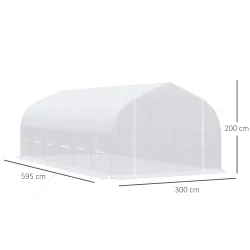 Invernadero de Exterior Invernadero de Túnel 6x3x2 m Invernadero de Jardín Grande con 12 Ventanas y Puerta Enrol... - Ogal.Es