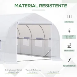 Invernadero de Exterior Invernadero de Túnel 6x3x2 m Invernadero de Jardín Grande con 12 Ventanas y Puerta Enrol... - Ogal.Es