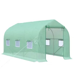 Invernadero de Jardín 4x2x2 m Invernadero de Túnel con 6 Ventanas Transpirables y Puerta Enrollable Verduras Verde - Ogal.Es