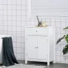 Armario de Baño con 1 Cajón 2 Puertas y Estante Interior Ajustable Mueble Auxiliar de Almacenaje Multifuncional ... - Ogal.Es
