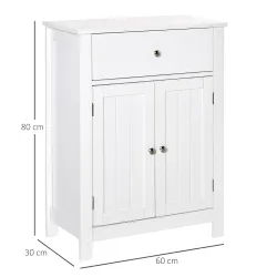 Armario de Baño con 1 Cajón 2 Puertas y Estante Interior Ajustable Mueble Auxiliar de Almacenaje Multifuncional ... - Ogal.Es