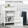 Armario de Baño con 1 Cajón 2 Puertas y Estante Interior Ajustable Mueble Auxiliar de Almacenaje Multifuncional ... - Ogal.Es
