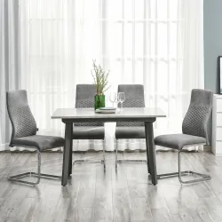 Set de 4 Sillas de Comedor Sillas de Cocina Tejido de Microfibra con Asiento Acolchado y Patas de Metal 45x61x98... - Ogal.Es