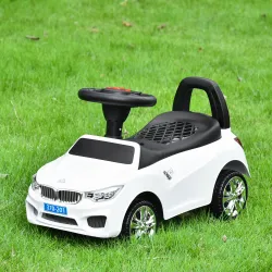 Coche Correpasillos para Niños de 18-36 Meses con Faros Música Bocina Volante Espacio de Almacenaje y Asa Blanco - Ogal.Es