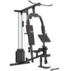 Multiestación Máquina de Musculación con Estribo para Piernas Poleas y Placas de Peso de 45 kg para Entrenamient... - Ogal.Es