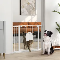 Barrera de Seguridad para Perros Extensible 75-103 cm, para Puertas y Escaleras, Barrera para Perros con Puerta ... - Ogal.Es