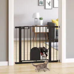 Barrera de Seguridad para Perros Extensible 75-103 cm, para Puertas y Escaleras, Barrera para Perros con Puerta ... - Ogal.Es