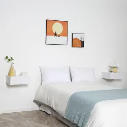 Juego de 2 Mesitas de Noche Flotantes con Cajón, Mesillas de Noche Dormitorio, Montado en la Pared, Estilo Moder... - Ogal.Es