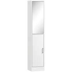 Armario para Baño Alto Mueble Columna de Baño con Espejo 2 Puertas y Estantes Ajustables Multiusos 32x28x162 cm ... - Ogal.Es