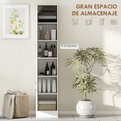 Armario para Baño Alto Mueble Columna de Baño con Espejo 2 Puertas y Estantes Ajustables Multiusos 32x28x162 cm ... - Ogal.Es