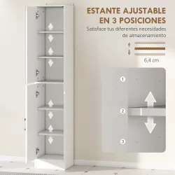 Armario para Baño Alto Mueble Columna de Baño con Espejo 2 Puertas y Estantes Ajustables Multiusos 32x28x162 cm ... - Ogal.Es