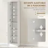 Armario para Baño Alto Mueble Columna de Baño con Espejo 2 Puertas y Estantes Ajustables Multiusos 32x28x162 cm ... - Ogal.Es