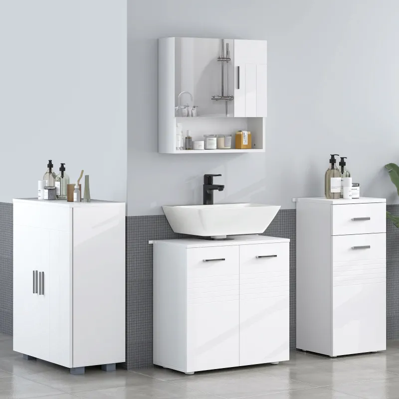 Mueble para Debajo del Lavabo Armario de Baño de Pared con 2 Puertas y Estante Interior Ajustable Estilo Moderno... - Ogal.Es