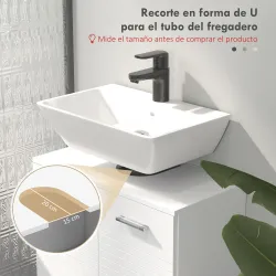 Mueble para Debajo del Lavabo Armario de Baño de Pared con 2 Puertas y Estante Interior Ajustable Estilo Moderno... - Ogal.Es