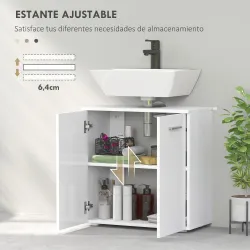 Mueble para Debajo del Lavabo Armario de Baño de Pared con 2 Puertas y Estante Interior Ajustable Estilo Moderno... - Ogal.Es