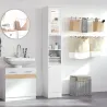 Armario Alto para Baño con Espejo Mueble Columna de Baño Madera con 2 Estantes Abiertos 2 Puertas y Baldas Inter... - Ogal.Es