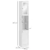 Armario Alto para Baño con Espejo Mueble Columna de Baño Madera con 2 Estantes Abiertos 2 Puertas y Baldas Inter... - Ogal.Es