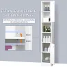 Armario Alto para Baño con Espejo Mueble Columna de Baño Madera con 2 Estantes Abiertos 2 Puertas y Baldas Inter... - Ogal.Es