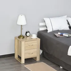 Mesita de Noche con 2 Cajones Patas y Base Elevada para Dormitorio Mesa Lateral para Sala de Estar Estilo Modern... - Ogal.Es