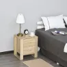 Mesita de Noche con 2 Cajones Patas y Base Elevada para Dormitorio Mesa Lateral para Sala de Estar Estilo Modern... - Ogal.Es