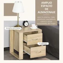 Mesita de Noche con 2 Cajones Patas y Base Elevada para Dormitorio Mesa Lateral para Sala de Estar Estilo Modern... - Ogal.Es
