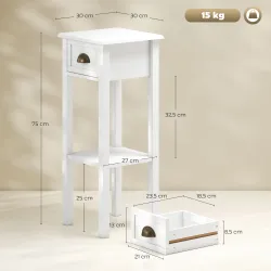 Mesa Auxiliar Moderna, Mesa Auxiliar para Sofá, con Cajón y Estante, Mesita de Noche para Salón, Dormitorio, 30x... - Ogal.Es