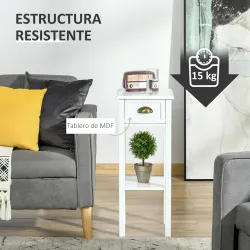 Mesa Auxiliar Moderna, Mesa Auxiliar para Sofá, con Cajón y Estante, Mesita de Noche para Salón, Dormitorio, 30x... - Ogal.Es